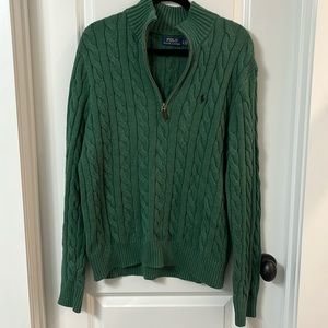 Polo Ralph Lauren green pullover zip sweater, size L